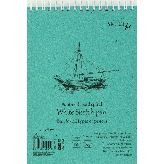 Spiralblock Authentic DIN A5 - hochweißes Papier, matt, 70 Blatt 90 g/qm