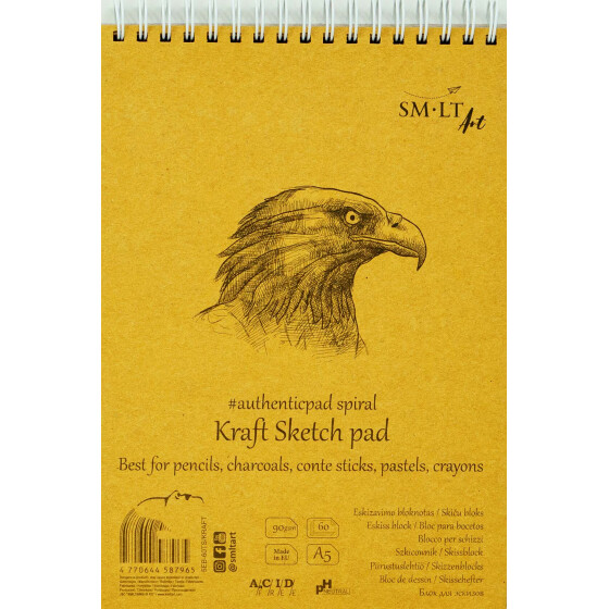 Spiralblock Authentic DIN A5 - Kraftpapier RCP, 60 Blatt 90 g/qm