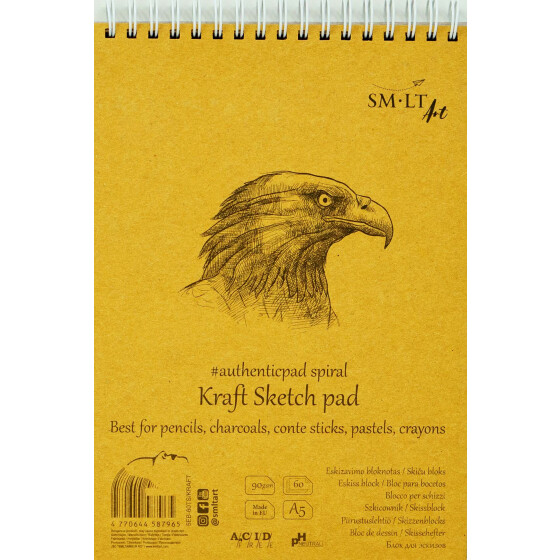 Spiralskizzenblock Authentic Kraftpapier RCP, DINA5, 60 Blatt 90 g/qm