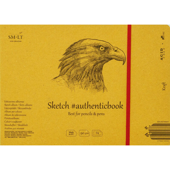 Skizzenheft Authentic 17x24 cm, Kraft Papier, 24 Blatt ,90 g/qm