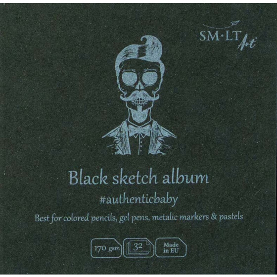 Skizzenblock Authentic 9x9 cm, schwarzes Papier, 32 Blatt, 170 g/qm
