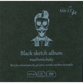 Skizzenblock Authentic 9x9 cm, schwarzes Papier, 32...