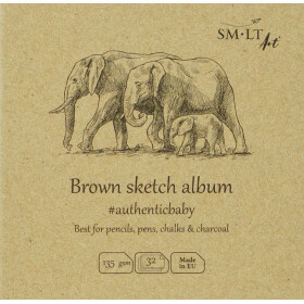 Skizzenblock Authentic 9x9 cm - braunes RCP Papier, 32 Blatt, 135 g/qm