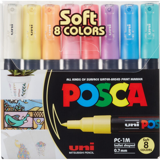Marker POSCA PC-5M mittelfein Rundspitze 1,8-2,5 mm - 8er Etui Pastellfarben sortiert