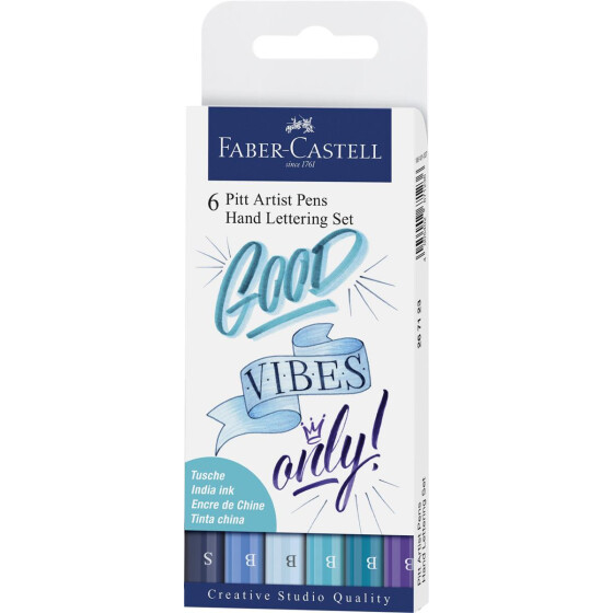 Tuschestift PITT ARTIST PEN Lettering Blautöne - 6er Etui sortiert