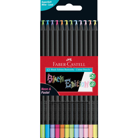 Buntstift Black Edition Super Soft Mine - 12er Kartonetui NEON Pastell