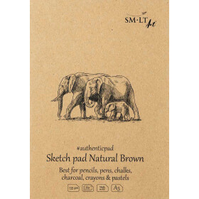 Skizzenblock Authentic A4 - 80 Blatt, braunes RC-Papier,...