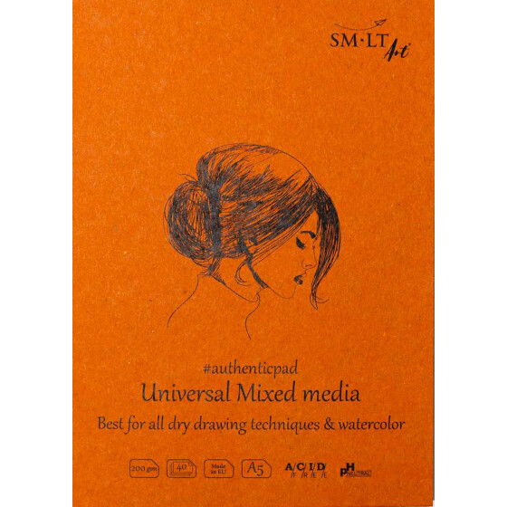 Skizzenblock Authentic DIN A5 - Mixed Media Papier, 40 Blatt, 200 g/qm