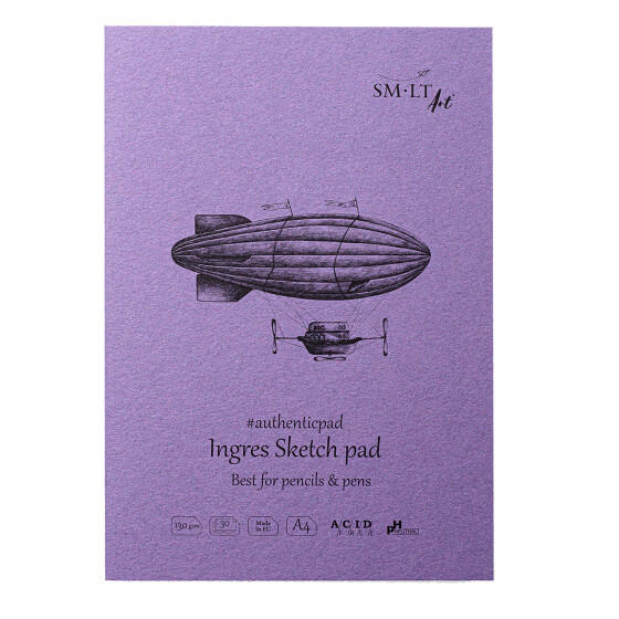 Skizzenblock Authentic A4 - Ingres Papier, 30 Blatt, 130 g/qm