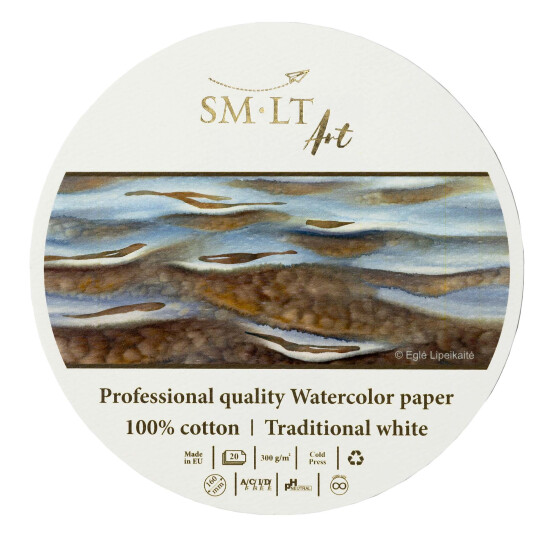 runder Künstler Aquarellblock 16 cm - 100% Cotton, 300g/qm, 20 Blatt