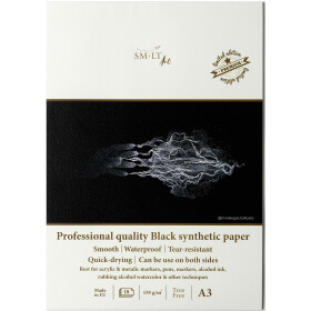 Zeichenblock A3 - super Yupo schwarz, 10 Blatt, 155 g/qm