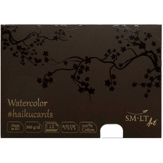 Aquarellkarten A5, 300 g/qm, 100% Baumwolle, matt - 12er Kartonschachtel