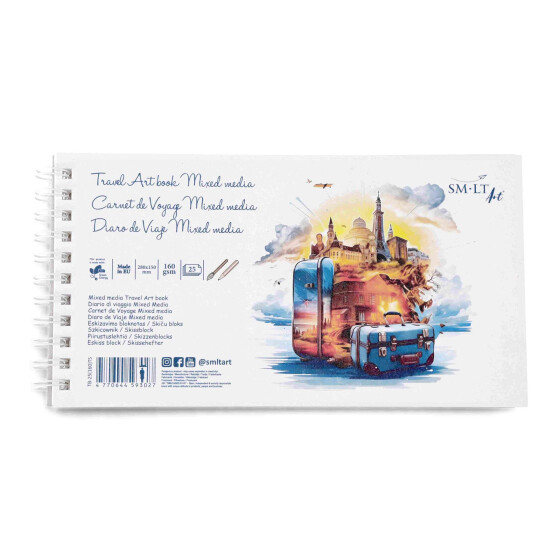 Spiral-Reisetagebuch Mixed-Media 160g/qm,  15x28cm - 25 Blatt