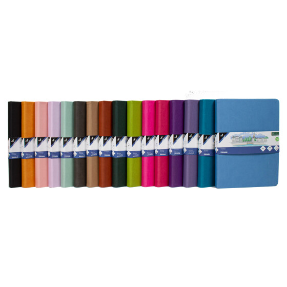 Skizzenbuch A5 - 160 Seiten, 140 g/qm, Hardcover, Gummiband - 16 Farben