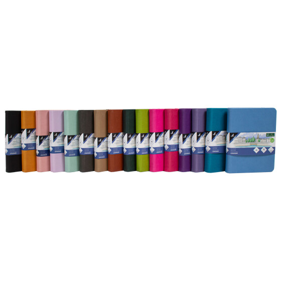 Skizzenbuch A6 - 160 Seiten, 140 g/qm, Hardcover, Gummiband - 16 Farben