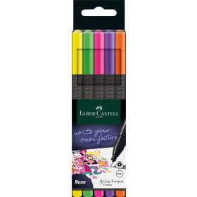 Fineliner FINEPEN Grip NEON Black Edition 0,4 mm - 5er...