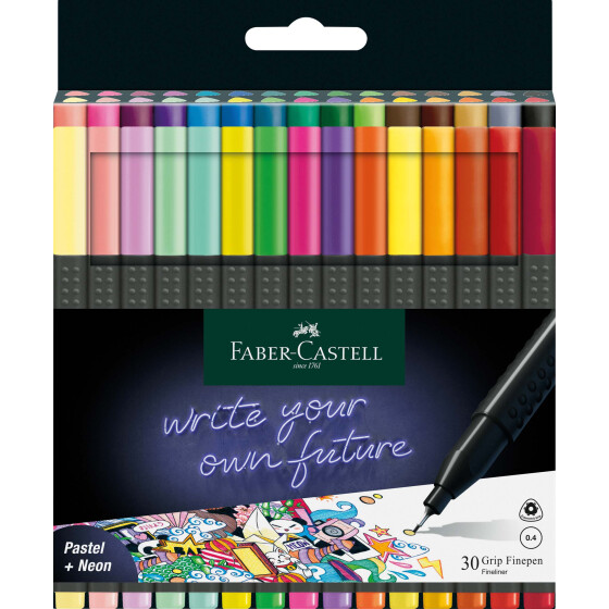 Fineliner FINEPEN Grip Black Edition 0,4 mm - 30er Kartonetui