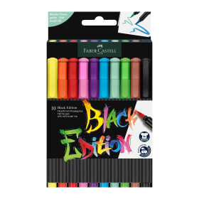 Filzstift Pinselspitze Black Edition - 10er Kartonetui