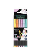 Filzstift Pinselspitze Pastell Black Edition - 6er Kartonetui