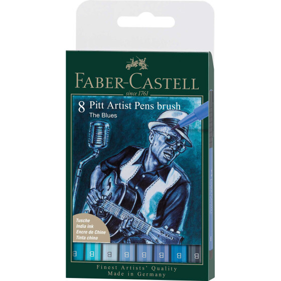 Tuschestift Pitt Artist Pen Blau-Töne - 8er Etui