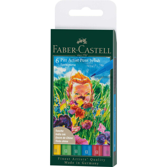 Tuschestift Pitt Artist Pen Brush - 6er Etui Frühling