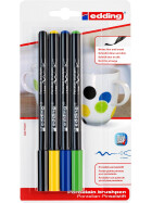 Porzellan Pinselstift 4200 1-4 mm - 4er Set Farben schwarz, gelb, hellblau, hellgrün