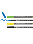 Porzellan Pinselstift 4200 1-4 mm - 4er Set Farben schwarz, gelb, hellblau, hellgrün