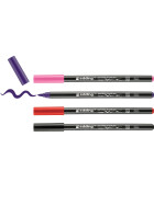 Porzellan Pinselstift 4200 1-4 mm - 4er Set Farben schwarz, rot, violett, rosa
