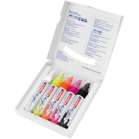 Acrylmarker 5000/5S breit, Keilspitze 5-10 mm - 5er Etui Kombination "neon"