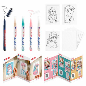 Acrylmarker 5300 fein Rundspitze 1-2 mm - 5er Set Manga mit E1800