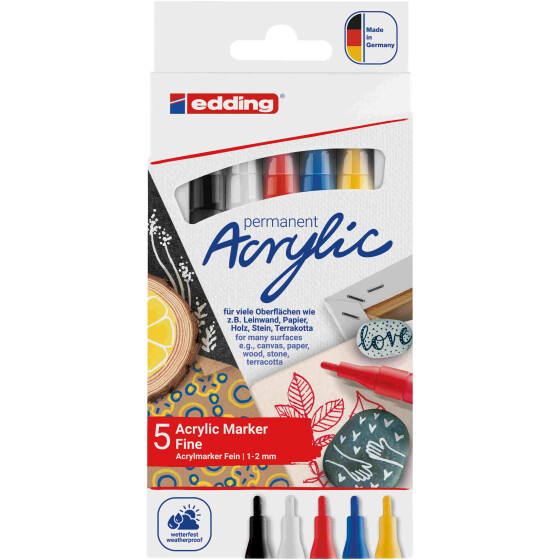 Acrylmarker 5300 fein Rundspitze 1-2 mm - 5er Etui basic