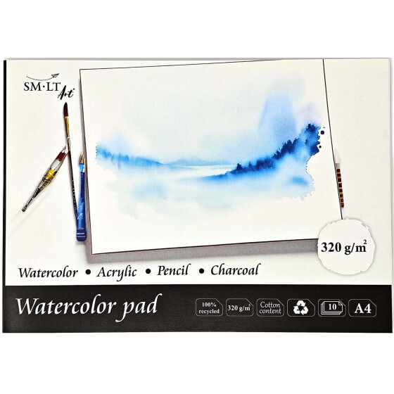 Traditioneller Aquarellblock A4 - Cold-Press, 10 Blatt, 320 g/qm