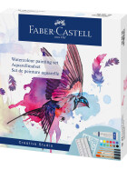 Aquarellmalset 12 Tuben a 5 ml, 4 Pinsel, Schablone, Mischpalette - 18-teiliges Set