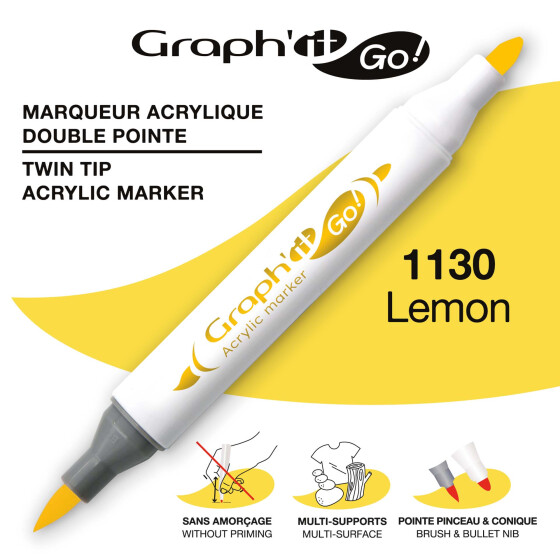 Acrylmarker GRAPHIT GO 2 Spitzen, Farbe 1130 - LEMON