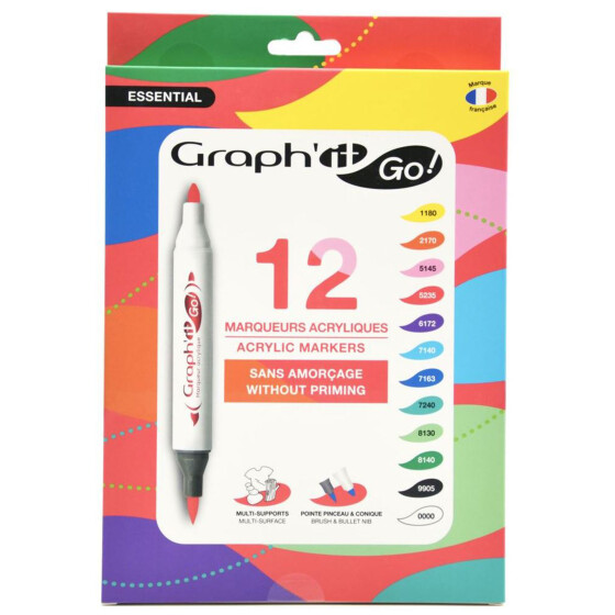Acrylmarker GRAPHIT GO 2 Spitzen, 12er Set - ESSENTIAL
