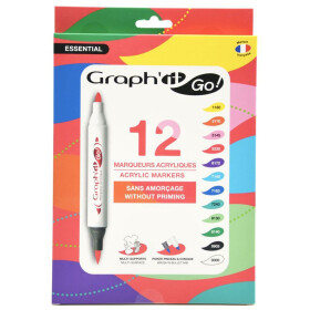 Acrylmarker GRAPHIT GO 2 Spitzen, 12er Set - ESSENTIAL