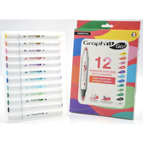 Acrylmarker GRAPHIT GO 2 Spitzen, 12er Set - ESSENTIAL