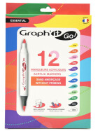 Acrylmarker GRAPHIT GO 2 Spitzen, 12er Set - Grundfarben