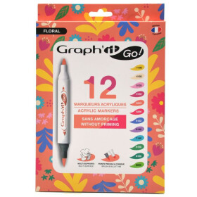 Acrylmarker GRAPHIT GO 2 Spitzen 12er Set - FLORAL