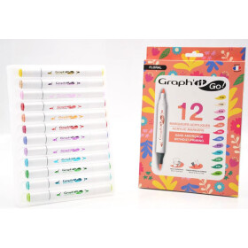 Acrylmarker GRAPHIT GO 2 Spitzen 12er Set - FLORAL