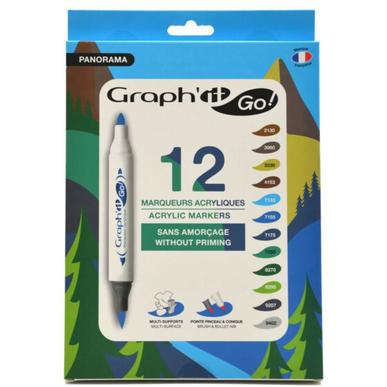 Acrylmarker GRAPHIT GO 2 Spitzen 12er Set - LANDSCAPE