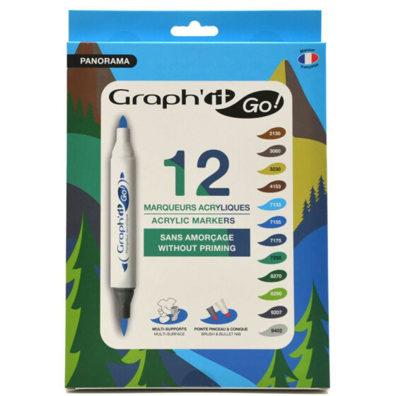 Acrylmarker GRAPHIT GO 2 Spitzen 12er Set - LANDSCAPE