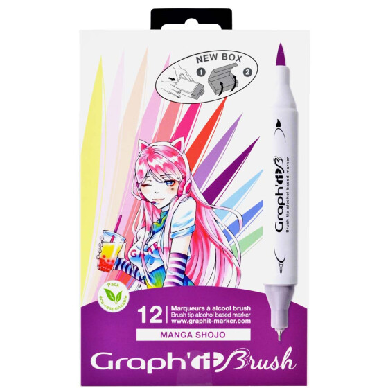 Layoutmarker Brush & extra fine GRAPHIT 12er Set - Manga Shojo