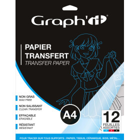 GRAPHIT Transfer Papier A4 - 12 Blatt sortiert schwarz,...