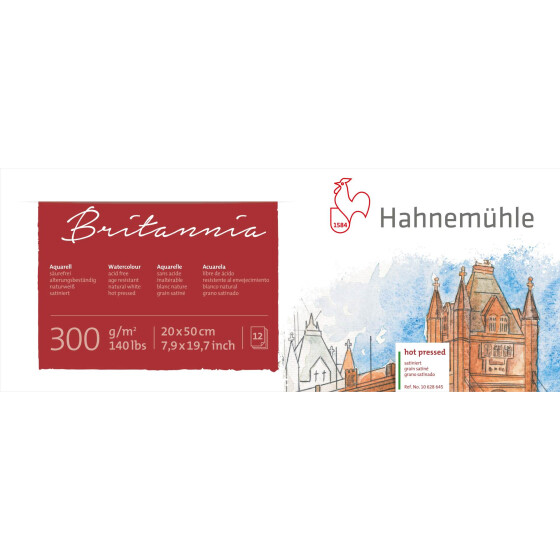 Aquarellblock "Britannia" 50x20 cm - 12 Blatt, 300 g/qm, satiniert