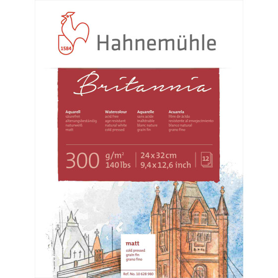 Aquarellblock "Britannia" 24 x 32 cm - 12 Blatt, 300 g/qm, matt
