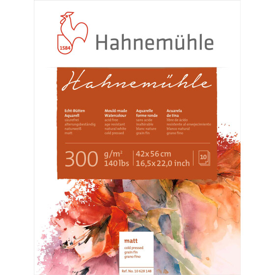 Aquarellblock "Hahnemühle" 42 x 56 cm, 300 g/qm, 10 Blatt matt
