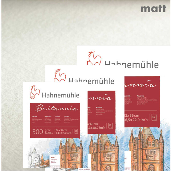 Aquarellblock "Britannia" matt, 300 g/qm,12 Blatt - 9 Formate