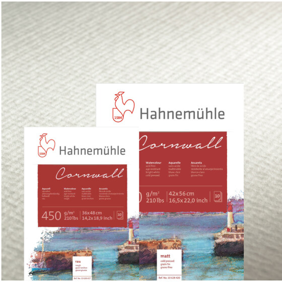 Aquarellblock "Cornwall" 10 Blatt, 450 g/qm, rau - 5 Formate