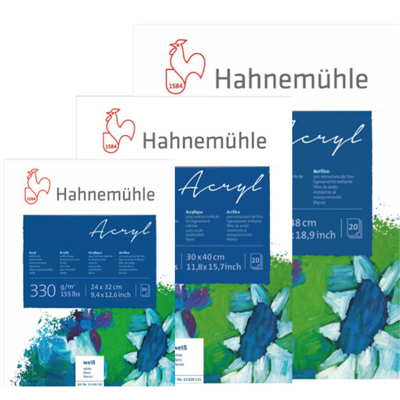 Acrylmalblock 20 Blatt, 330 g/qm - 3 Formate